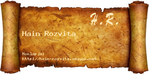 Hain Rozvita névjegykártya